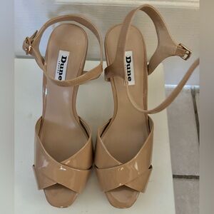 Dune London Marleen Women's Platform High Heels Sandals Nude Patent Leather 10 M